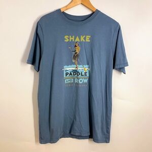 Tommy Bahama Mens Graphic T Shirt Blue Paddle Boarding Hula Girl‎ Tee